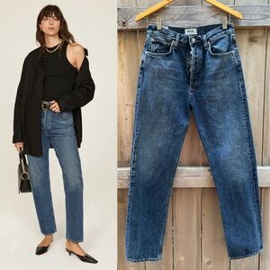AGOLDE 90s pinch waist straight leg medium dark wash high rise jeans 27